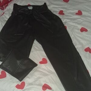 Nicole Miller Black Leather Faux Pants